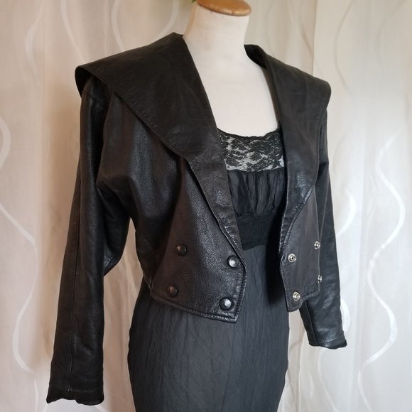 Vintage 1980s moto jacket, Back leather jacket, designer size Medium - Picture 5 of 15